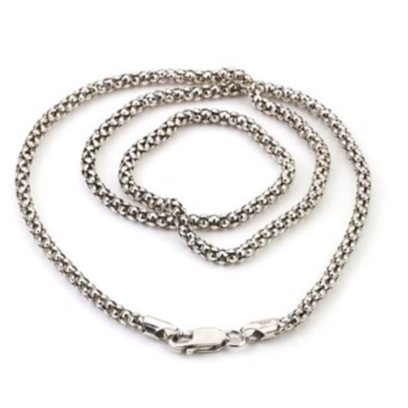 SAMUEL B Oxidized Silver Necklace Popcorn Chain 24 inches 3mm - Picture 7 of 15